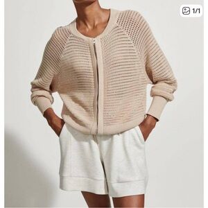 Varley Cameron knit see through sweater cardigan, in off white